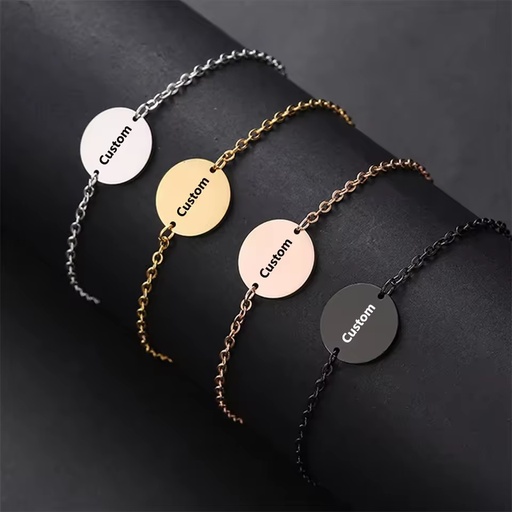 New Style Blank Round Design Stainless Steel Custom Bracelet for Birthday Gift
