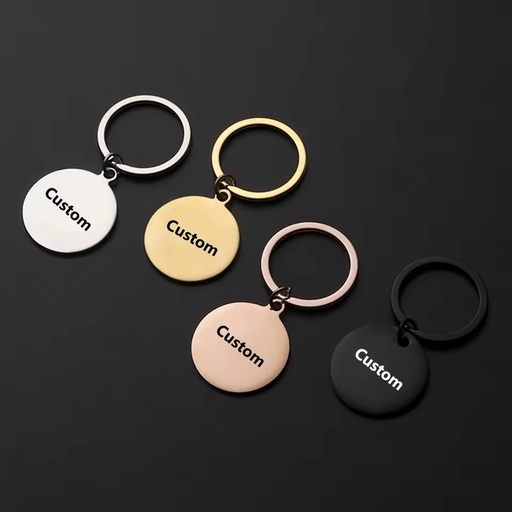 Best Selling Outer Hole Round Stainless Steel Laser Marking Custom Keychain