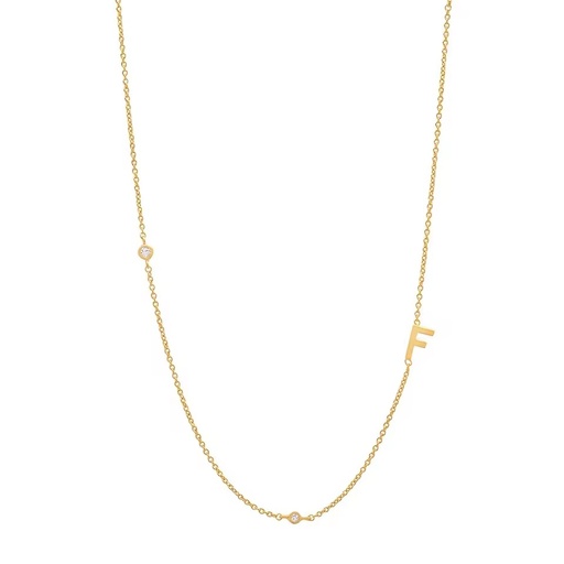 Laodun Small Size Initial 26 English Alphabet Letter Pendant Necklace Side Way Alphabet Initial Necklace