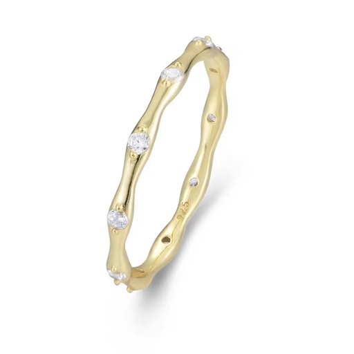 Laodun Sterling Silver Fine Jewelry S925 Ring CZ Diamond Band Minimalist Wave Design Creative Fashion Rings Vermeil