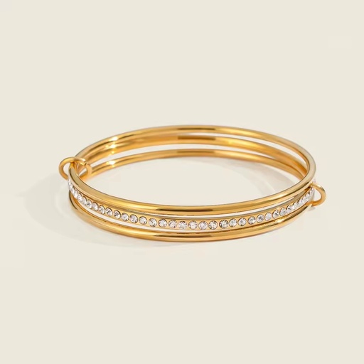 Shescity Fashion Gold Plated Stainless Steel Stacking Bangle Bracelet Jewelry for Girls