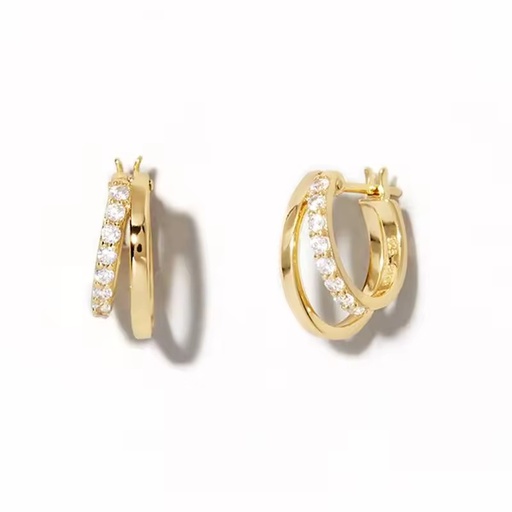 Laodun Popular Fine Jewelry Personality Creative Earring Simple Triangle Rhombus Double Circle Zircon Stud Earrings