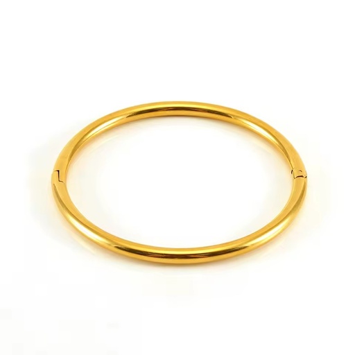 Hot Selling Tarnish-Free Stainless Steel Jewelry Bracelet 18k Gold Plated Women Fashionable Waterproof Simple Open Smooth Bangle