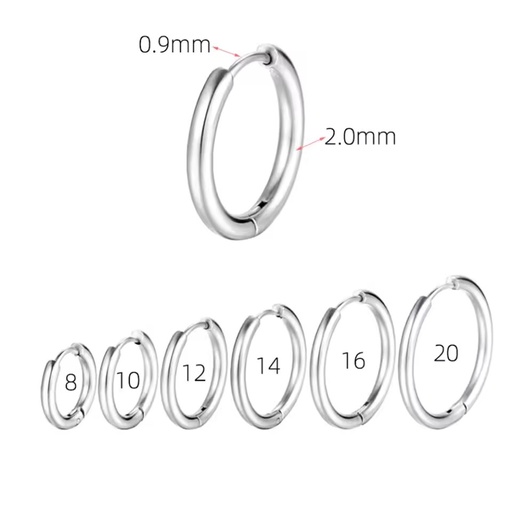 316L Stainless Steel Huggie Hoop 8mm 10mm 12mm 16mm 20mm Men Women Hypoallergenic Cartilage Helix Lobes Hinged Sleeper Earring
