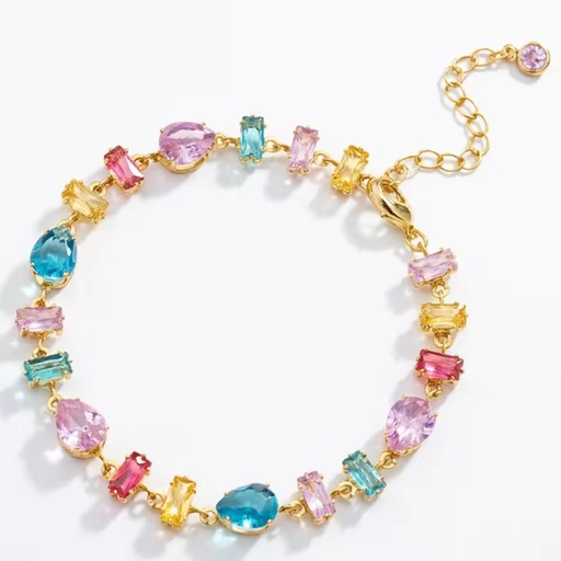 Multicolor Zircon Chain Link Tennis Bracelet Women Men 18K Gold Plated Dainty Fashion Gemstone Jewelry 5A CZ Irregular Bracelet