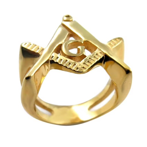 Custom Stainless Steel Metal Cheap Masonic Men 18K Gold Color Plated Ring