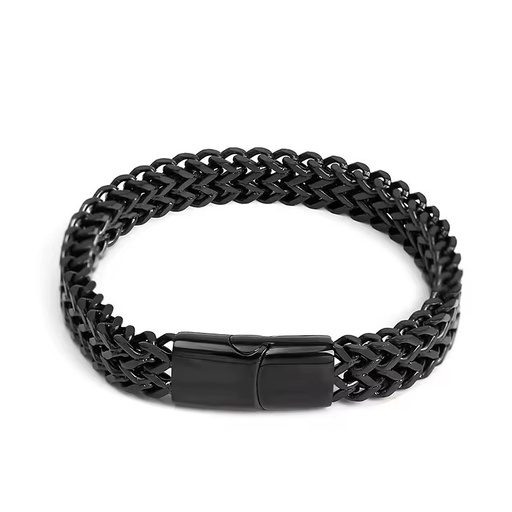 Men Smart Magnet Button Men's Stainless Steel Bracelet Hiphop Black Silver Double Curb Chain Bracelets