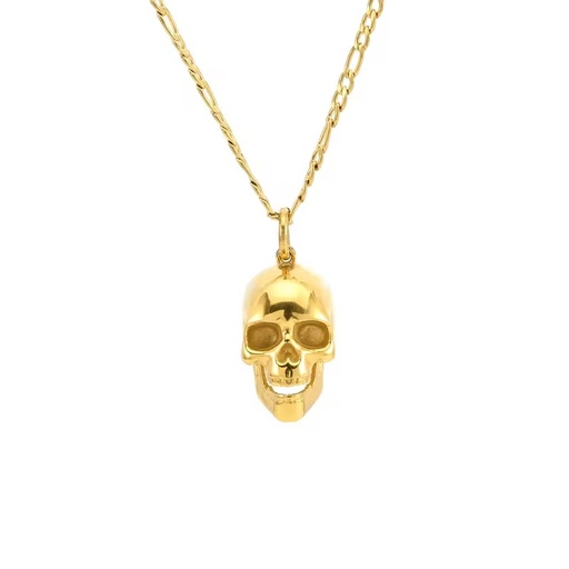 Hip Hop Punk Skull Pendant Necklace Gold Plated Stainless Steel Jewelry for Men and Women Party Gift Accessories