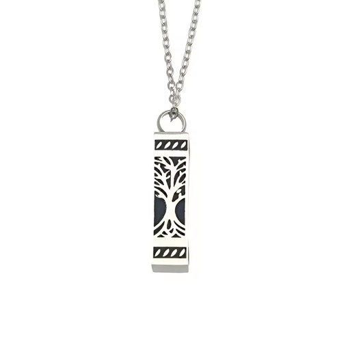 Customized Tree of Life Stainless Steel Urn Pendant Classic Link Chain Necklace Quartz Memorable Ashes Memorial Keepsake Jewelry