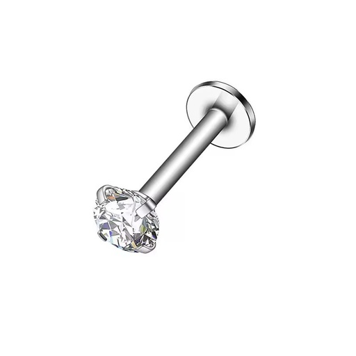 New Arrival Trendy Zircon Gold Plated Internally Threaded Labret Lip Ring Stainless Steel Cartilage Stud Earring