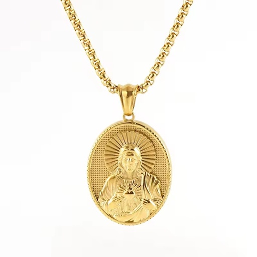 Customized Stainless Steel 18K Gold Plated Virgin Mary Pendant Vintage Religious Mythological Figure Clavicle Necklace for