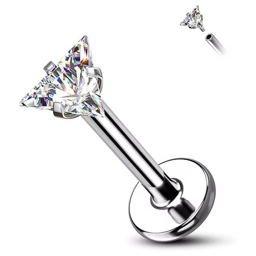 G23 Titanium Heart-shaped Zircon Piercing Screws Back Hypoallergenic Labret Lip Piercing