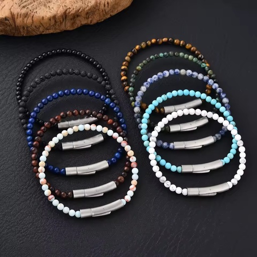 Men's Natural Tiger Eye Stone Woven Volcanic Stone Bracelet Fashion Jewelry Bracelets Bangles