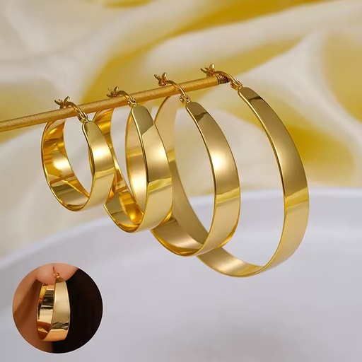 New Arrived Circle Shaped Regular Geometric Metal Punk Gold Plated Earring Polished Gold Women Large Big Hoop Earring