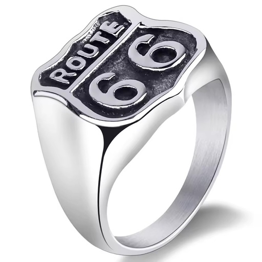 Stainless Steel Number 66 Ring Men's Vintage Ring Us Route 66 Cast Ring