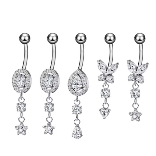 316L Stainless Steel Classic Belly Ring Handmade CZ Curved Barbell Hypoallergenic Nickel Free Gift Piercing Jewelry