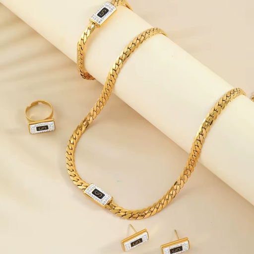 Stainless Steel Necklace Four-Piece Set S Letter Dollar Sign Middle Eastern 4pcs Jewelry Set