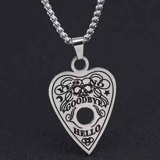 Gothic Occult Stainless Steel Jewelry Necklace Heart-Shaped Pendant with Skull Star Fashion Power Necklaces