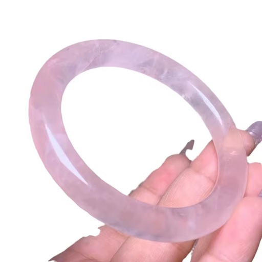 High Quality Transparent Natural Pink Crystal Stone Healing Rose Quartz Trendy Bangle Third Party Certified for Women Girls