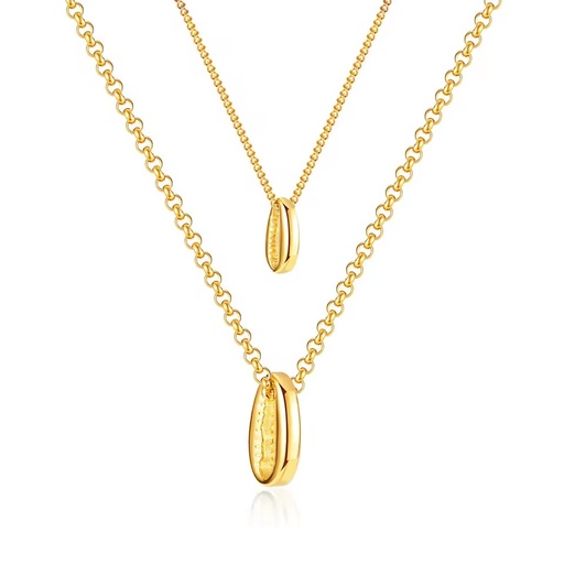 Hypoallergenic Zinc Alloy 316L Stainless Steel Luxury Fashion Jewelry 18K Gold Plated 2-Layer Link Chain Choker Necklaces
