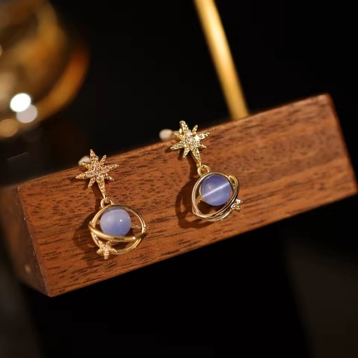 Wholesale Custom 18K Gold Plated cat eye opal Star Planet Saturn Drop Earrings Stone Celestial Fashion Jewelry Women Girl