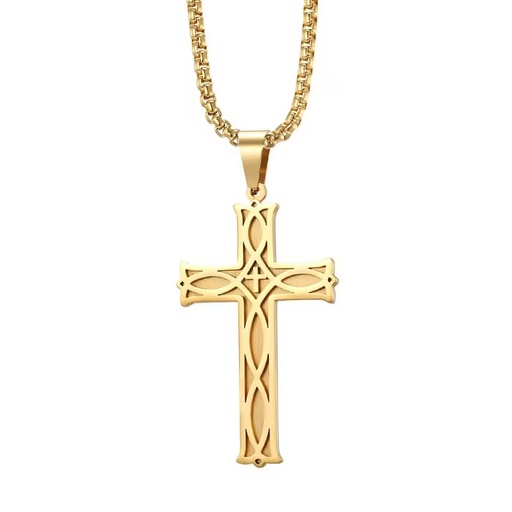 Classic Silver Black & Gold Stainless Steel Strand Necklace Christian Cross for Men's Birthday Anniversary Engagement