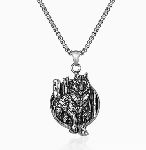 Punk Style Silver & Black Plated Stainless Steel Necklace Lion for Men's Birthday Anniversary Engagement Daily Occasion