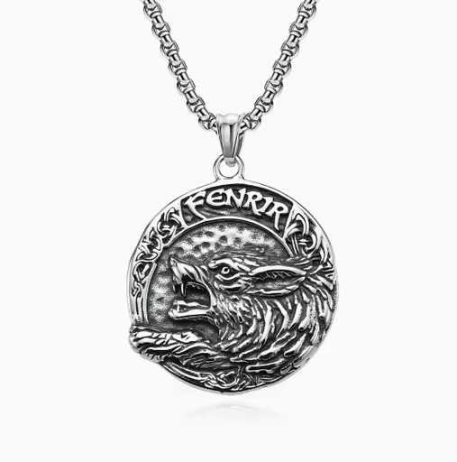 Trendy Stainless Steel Necklace Silver & Black Plated Wolf Head for Men's Birthday Anniversary Engagement Daily Occasions