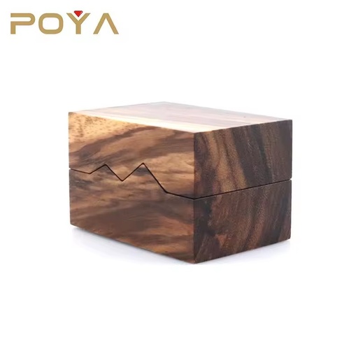 Natural Zebra Wood Rectangle Ring Box Magnetic Snap Closure Fashionable Stylish Jewelry Gift Packaging