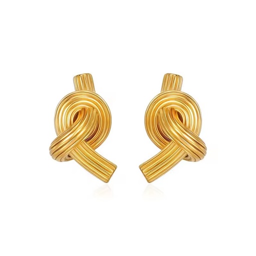 Unique Designer Twist Stainless Steel Stud Earrings Waterproof Women Daily Outfit Decor Ear Jewelry Gift