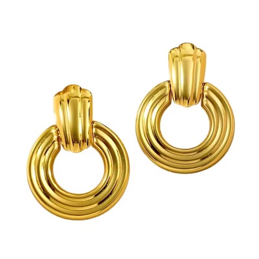 Women's European American Retro Personality Geometric Large Huggie Earrings Exaggerated Design Electroplated Stainless Steel Ear