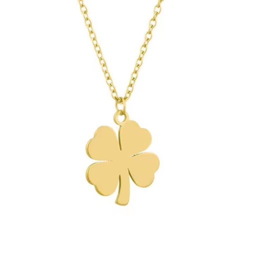 Trendy Four Leaf Clover Pendant Stainless Steel Necklace, Lucky Meaning Long Versatile Elegant Sweater Chain Accessories