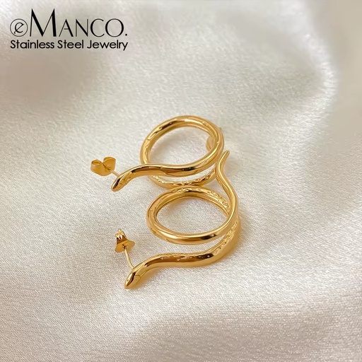 Emanco High-end 18K Gold-plated French Jewelry Earrings Serpentine Irregular Geometric Fashionable Style