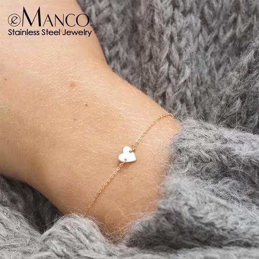 Emanco Bracelet Wholesale Women's Casual Wear Small Heart-shaped Bracelet Elegant Stainless Steel Exquisite Jewelry Bracelet
