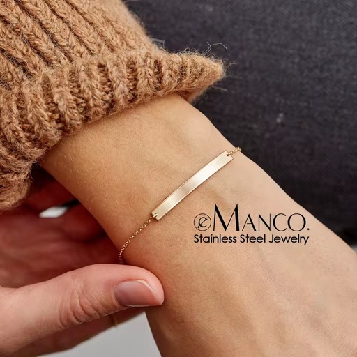 Emanco Bracelet Minimalist Personalized Engraving DIY Geometric Bracelet Anti-Oxidation Jewelry Gift Fashion Bracelet