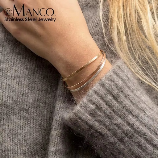 Emanco Bracelet Modern Minimalist Stainless Steel Fashion Bracelet Daily Commuting Jewelry Women's Geometric Open Bracelet