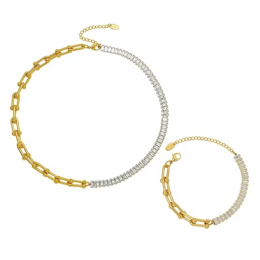 Fashion Jewelry Stainless Steel U-shaped Horseshoe Chain Cubic Zircon Spliced Luxury Necklace