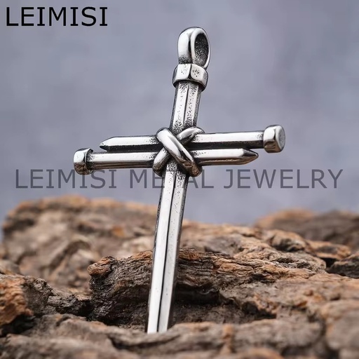 Vintage Stainless Steel Nail Cross Charms Pendants Religious Christian Jewelry Necklace for Men