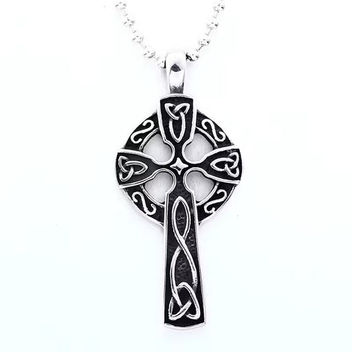 Metal Viking Style Jewelry Necklace Vintage Knot Hollow Round Dark Background Cross Stainless Steel Viking Necklaces Pendant