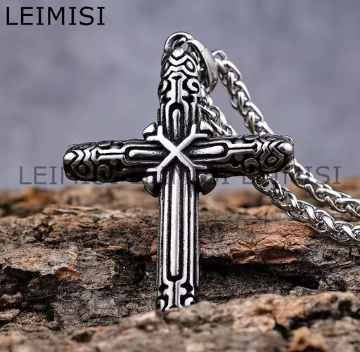 Retro Stainless Steel Viking Style Statement X Shape Cross Pendants Necklace Gifts for Him