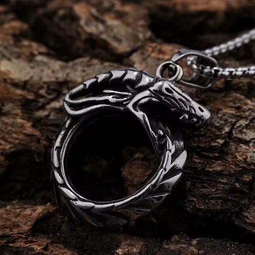 RTS Stainless Steel Retro Nordic Viking Ouroboro Jormungand Dragon Amulet Talisman Mens Pendant Necklace for Jewelry Making
