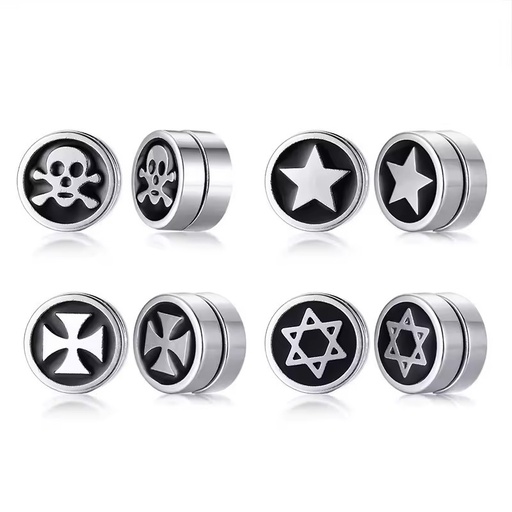 Hip Hop Culture Circular Magnetic Without Piercing Stainless Steel Men's Earring