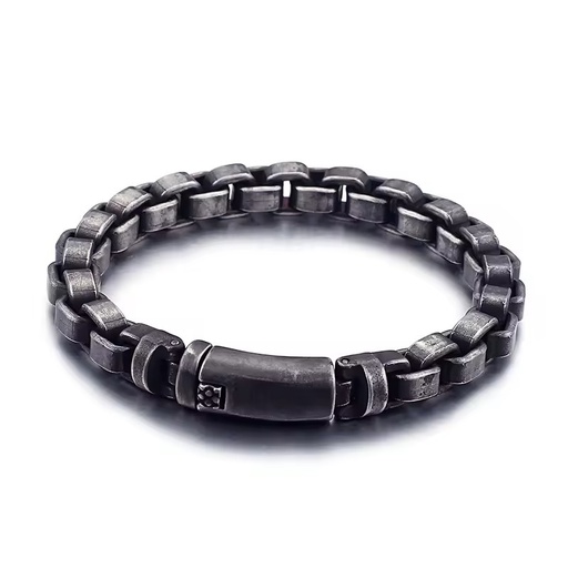 Cool Mens 9mm Cubic Box Chian Stainless Steel Vintage Grey Mens Motorcycle Hip Hop Cuban Bracelet Men Hand Chain Bracelet
