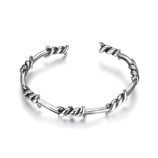 Wholesale Men Open Adjustable Twist Thorns Barbed Wire Twist Cable Cuff Bangle Bracelet for Men Women