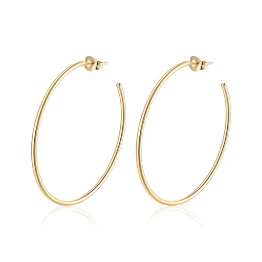 Hot Selling Fashion Earrings Elegant C Shape Stainless Steel 14K Gold Plated Big Multi Hoop Earring Arete Huggie Earring