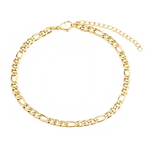 Wholesale Cuban Link Gold Plated Stainless Steel Figaro Chain Anklet Bracelet