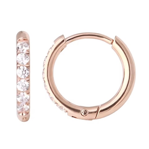 New Arrival Women Ear Piercing Jewelry Surgical Stainless Steel Cubic Zirconia Hinged Huggie Hoop Earring