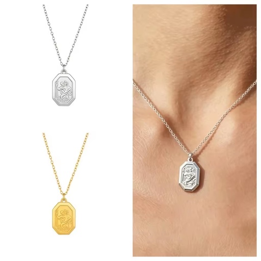 Saint Christopher Pendant Necklace Stainless Steel Gold Silver Waterproof High Quality Versatile Gift Men Women Dropshipping