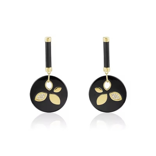 Classic Design Vintage Black Ceramic Jewelry 925 Sterling Silver Drop Earring for Ladies