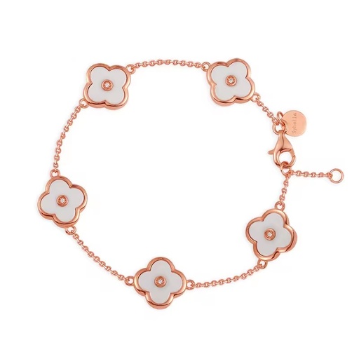 Wholesale Fashion Jewelry White Four Leaf Clover Ceramic Jewelry Bracelet Gold Plated Jewelry